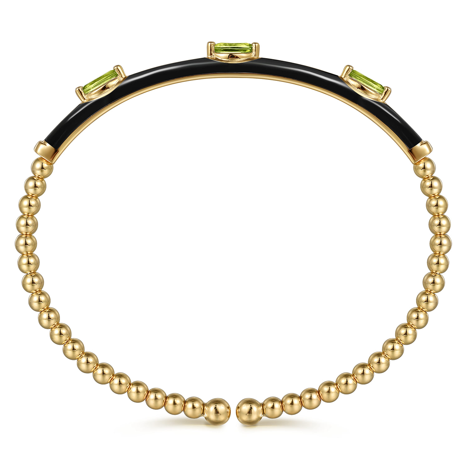 Enamel - 14K Yellow Gold Bujukan Peridot Split Bangle with Black Enamel - Shot 3