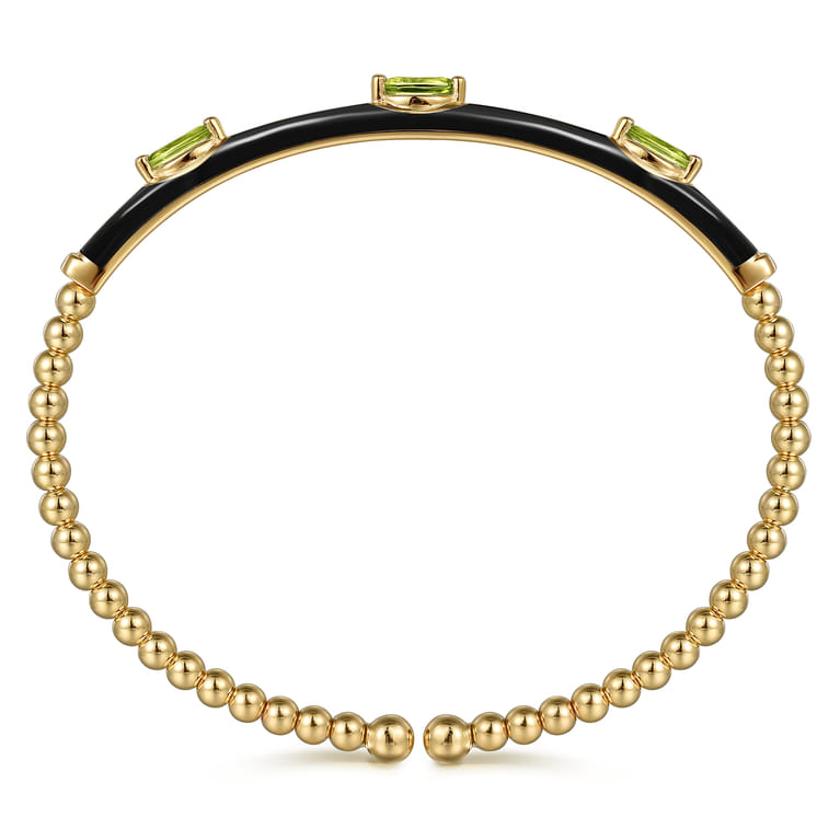 Enamel - 14K Yellow Gold Bujukan Peridot Split Bangle with Black Enamel - Shot 3