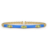 Enamel - 14K Yellow Gold Bujukan Peridot Split Bangle with Blue Enamel
