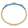 Enamel - 14K Yellow Gold Bujukan Peridot Split Bangle with Blue Enamel
