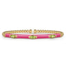 Enamel - 14K Yellow Gold Bujukan Peridot Split Bangle with Fuchsia Enamel