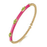 Enamel - 14K Yellow Gold Bujukan Peridot Split Bangle with Fuchsia Enamel