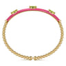 Enamel - 14K Yellow Gold Bujukan Peridot Split Bangle with Fuchsia Enamel