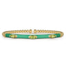 Enamel - 14K Yellow Gold Bujukan Peridot Split Bangle with Mint Green Enamel