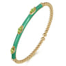 Enamel - 14K Yellow Gold Bujukan Peridot Split Bangle with Mint Green Enamel