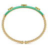 Enamel - 14K Yellow Gold Bujukan Peridot Split Bangle with Mint Green Enamel
