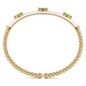 Enamel - 14K Yellow Gold Bujukan Peridot Split Bangle with White Enamel