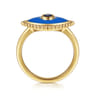Enamel - 14K Yellow Gold Bujukan Sapphire Evil Eye Ring with Blue Enamel