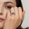 Enamel - 14K Yellow Gold Bujukan Sapphire Evil Eye Ring with Blue Enamel
