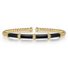 Enamel - 14K Yellow Gold Bujukan and Bar Split Bangle with Black Enamel