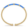 Enamel - 14K Yellow Gold Bujukan and Bar Split Bangle with Blue Enamel