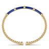 Enamel - 14K Yellow Gold Bujukan and Bar Split Bangle with Chrome Blue Enamel