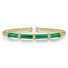 Enamel - 14K Yellow Gold Bujukan and Bar Split Bangle with Chrome Green Enamel