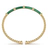 Enamel - 14K Yellow Gold Bujukan and Bar Split Bangle with Chrome Green Enamel
