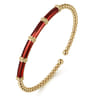 Enamel - 14K Yellow Gold Bujukan and Bar Split Bangle with Chrome Red Enamel