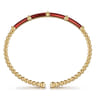 Enamel - 14K Yellow Gold Bujukan and Bar Split Bangle with Chrome Red Enamel