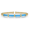 Enamel - 14K Yellow Gold Bujukan and Bar Split Bangle with Dusk Blue Enamel