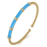Enamel - 14K Yellow Gold Bujukan and Bar Split Bangle with Dusk Blue Enamel