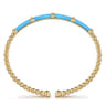 Enamel - 14K Yellow Gold Bujukan and Bar Split Bangle with Dusk Blue Enamel