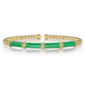 Enamel - 14K Yellow Gold Bujukan and Bar Split Bangle with Emerald Green Enamel