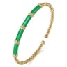 Enamel - 14K Yellow Gold Bujukan and Bar Split Bangle with Emerald Green Enamel
