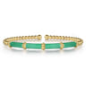 Enamel - 14K Yellow Gold Bujukan and Bar Split Bangle with Mint Green Enamel