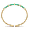 Enamel - 14K Yellow Gold Bujukan and Bar Split Bangle with Mint Green Enamel