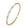 Enamel - 14K Yellow Gold Bujukan and Bar Split Bangle with White Enamel