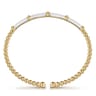 Enamel - 14K Yellow Gold Bujukan and Bar Split Bangle with White Enamel