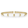 Enamel - 14K Yellow Gold Bujukan and Bar Split Bangle with White Enamel