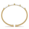 Enamel - 14K Yellow Gold Bujukan and Bar Split Bangle with White Enamel