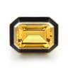 Enamel - 14K Yellow Gold Citrine Cocktail Ring with Black Enamel