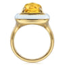 Enamel - 14K Yellow Gold Citrine Cocktail Ring with White Enamel