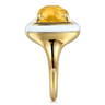 Enamel - 14K Yellow Gold Citrine Cocktail Ring with White Enamel