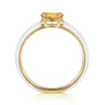 Enamel - 14K Yellow Gold Citrine Cocktail Stackable with White Enamel