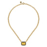 Enamel - 14K Yellow Gold Citrine Necklace With Flower Pattern J-Back and Black Enamel