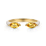 Enamel - 14K Yellow Gold Citrine Open Stackable with White Enamel