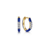 Enamel - 14K Yellow Gold Classic Diamond Huggies with Chrome Blue Enamel - 0.08 ct