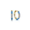 Enamel - 14K Yellow Gold Classic Diamond Huggies with Dusk Blue Enamel - 0.08 ct