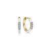 Enamel - 14K Yellow Gold Classic Diamond Huggies with White Enamel - 0.08 ct