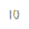 Enamel - 14K Yellow Gold Classic Diamond Station Huggies with Dusk Blue Enamel - 0.1 ct