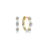 Enamel - 14K Yellow Gold Classic Diamond Station Huggies with White Enamel - 0.1 ct