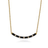 Enamel - 14K Yellow Gold Diamond Bar Necklace with Black Enamel - 0.09 ct