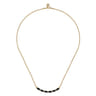 Enamel - 14K Yellow Gold Diamond Bar Necklace with Black Enamel - 0.09 ct