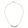 Enamel - 14K Yellow Gold Diamond Bar Necklace with Black Enamel - 0.09 ct