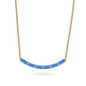 Enamel - 14K Yellow Gold Diamond Bar Necklace with Blue Enamel - 0.09 ct