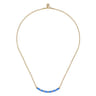 Enamel - 14K Yellow Gold Diamond Bar Necklace with Blue Enamel - 0.09 ct