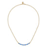 Enamel - 14K Yellow Gold Diamond Bar Necklace with Blue Enamel - 0.09 ct
