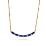 Enamel - 14K Yellow Gold Diamond Bar Necklace with Chrome Blue Enamel - 0.09 ct