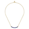 Enamel - 14K Yellow Gold Diamond Bar Necklace with Chrome Blue Enamel - 0.09 ct